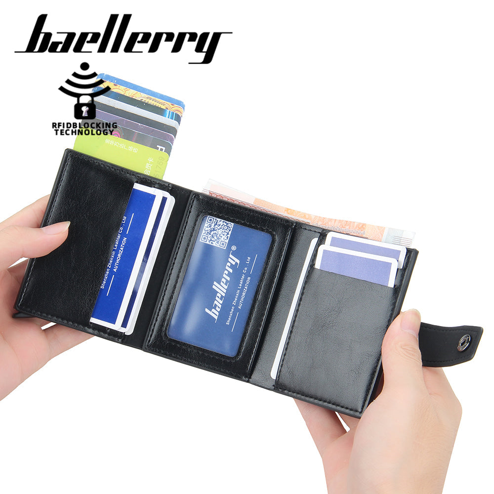 Leather Card Holder Wallet With Pop Up