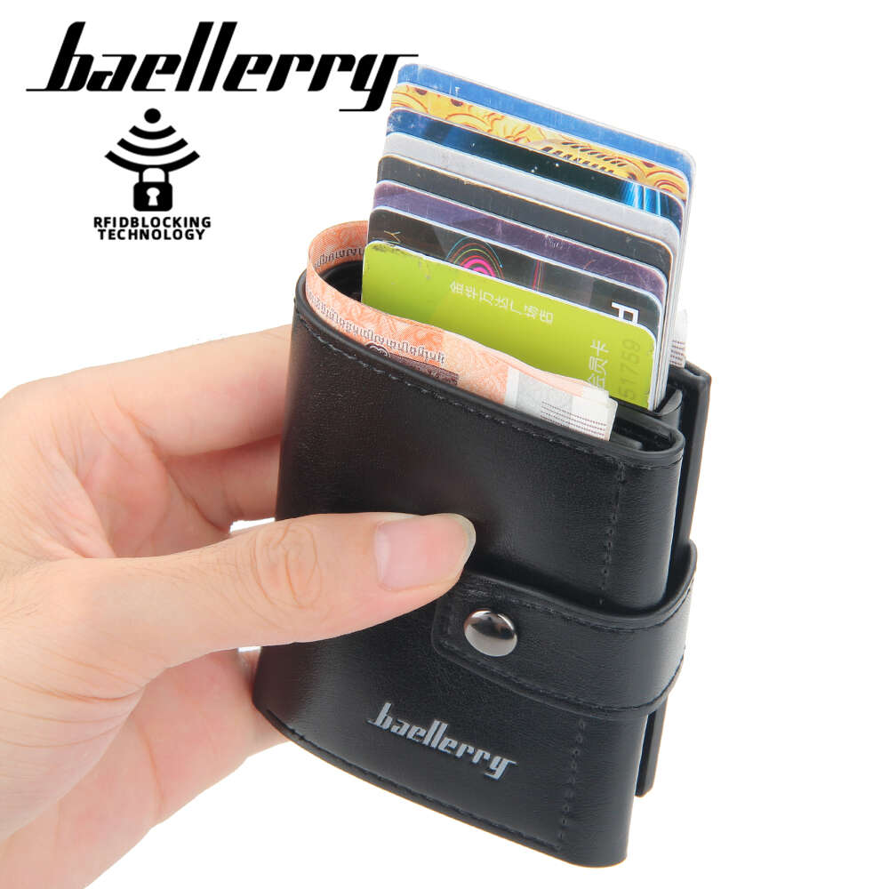 Leather Card Holder Wallet With Pop Up